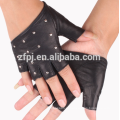 Модные женские модные короткие перчатки / перчатки без пальцев с кожаными перчатками